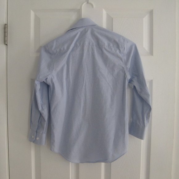 Paul Edward Boys Long Sleeved Button Down Dress Shirt Sz 8 Blue White Checkered - Picture 2 of 5